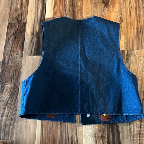 Beautiful Native American denim jean vest patchwork PTP 21 - Picture 8 of 12
